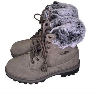 Lugz Gray Empire Hi-Fur Lace-Up Women’s Outdoor Winter Ankle Boots Size 7.5